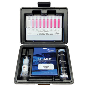 K-2504 Chlorine Free and Total CHEMets Visual Test Kit Packaging and Contents