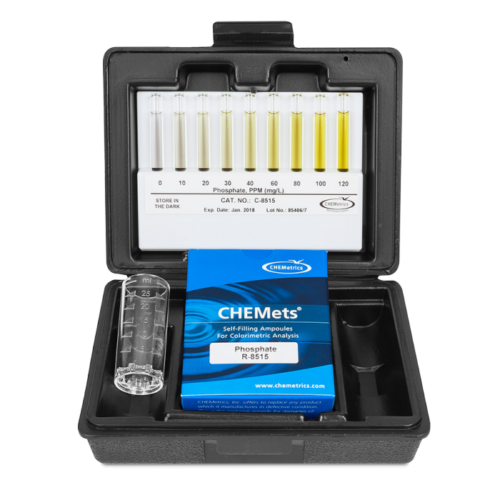 K-8515 Phosphate, ortho CHEMets® Visual Test Kit Contents and Packaging