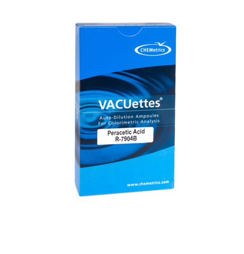 R-7904B Peracetic Acid VACUettes® Visual Test Kit Contents and Packaging