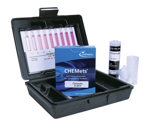 K-2810 Chromate (hexavalent) CHEMets® Visual Test Kit Contents and Packaging