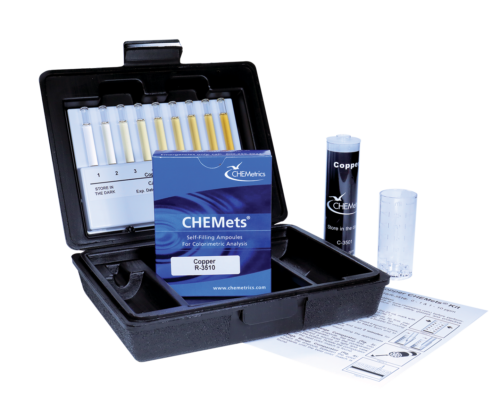K-3510 Copper (soluble) CHEMets Visual Test Kit Contents and Packaging