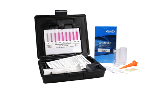 K-5816 Chlorine (hypochlorite) CHEMets® Visual Test Kit Contents and Packaging