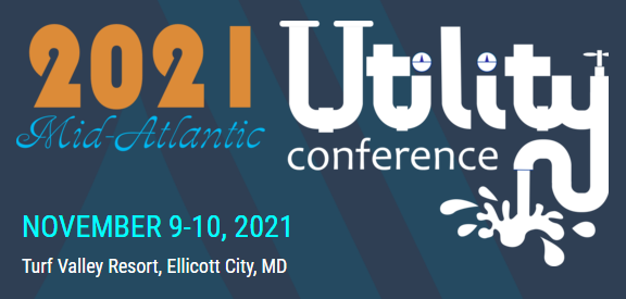 2021 Mid-Atlantic Utility Conference Logo. Presented by Chesapeake AWWA