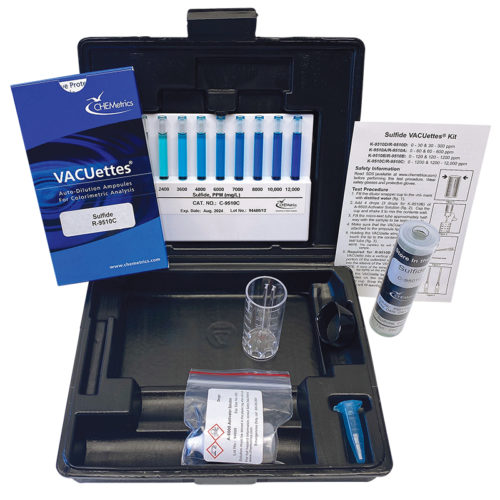 CHEMetrics K-9510C Sulfide Visual VACUettes Test Kit Packaging and Contents