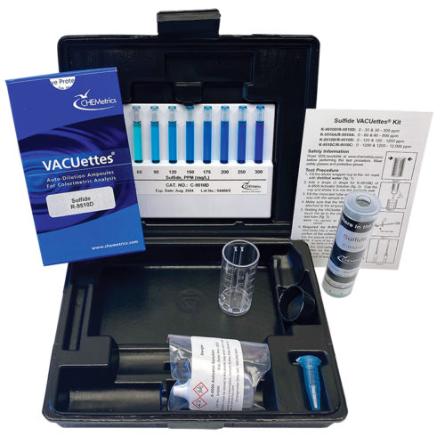 CHEMetrics K-9510D Sulfide Visual VACUettes Test Kit Packaging and Contents
