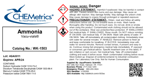 An example of the new CHEMetrics Product Labels.