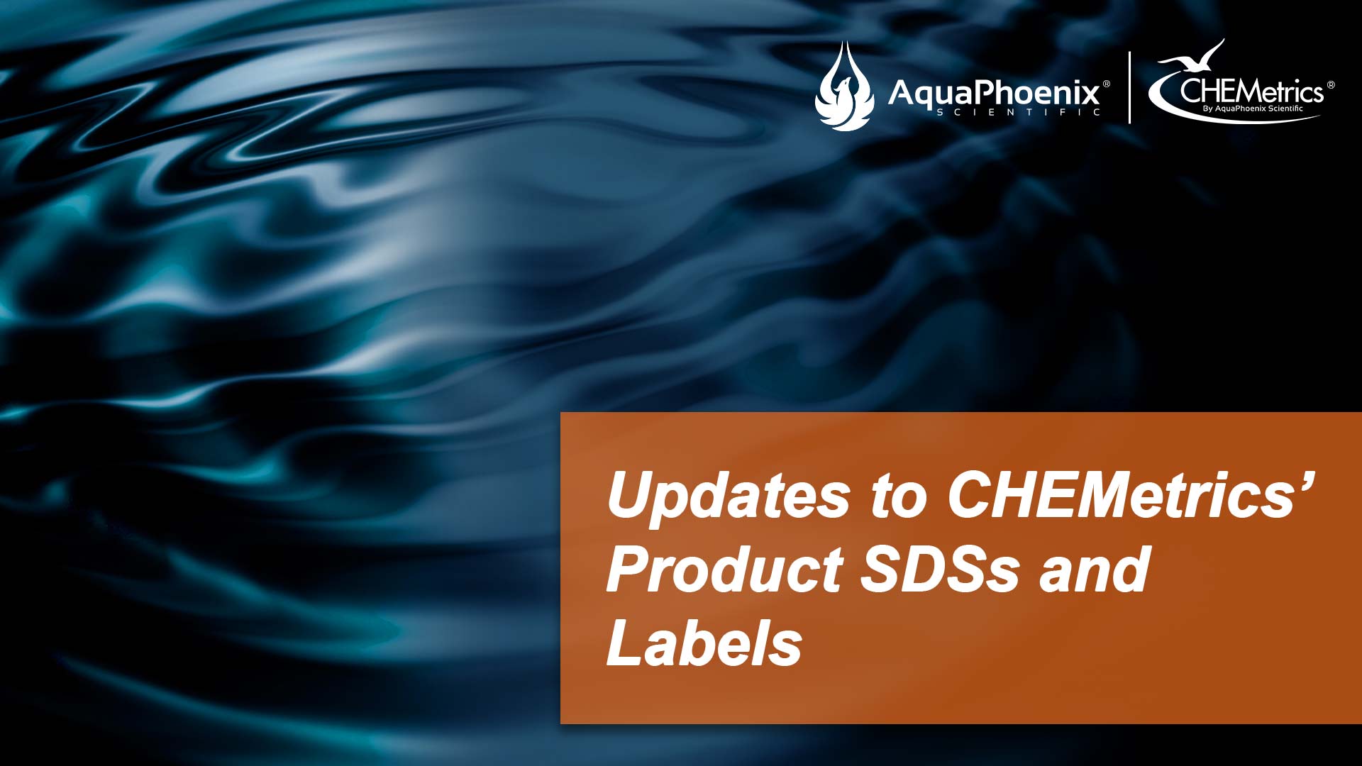 Header image for a blog post that shows water ripples and says Updates to CHEMetrics Product SDS and Labels